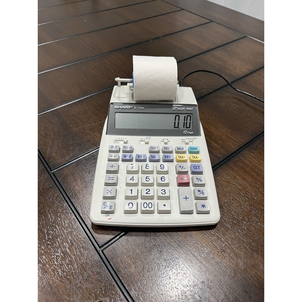 Sharp EL-1750V Printing Calculator 12-Digit 2-Color Print Desktop - Tested